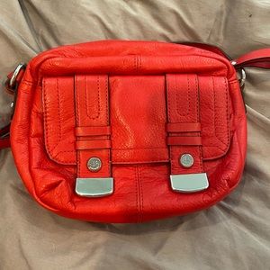 Bruce B. Makowsky red leather crossbody bag